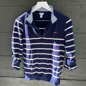 Vineyard Vines Navy & White striped Shep Shirt Sweatshirt Boys Large or Women S